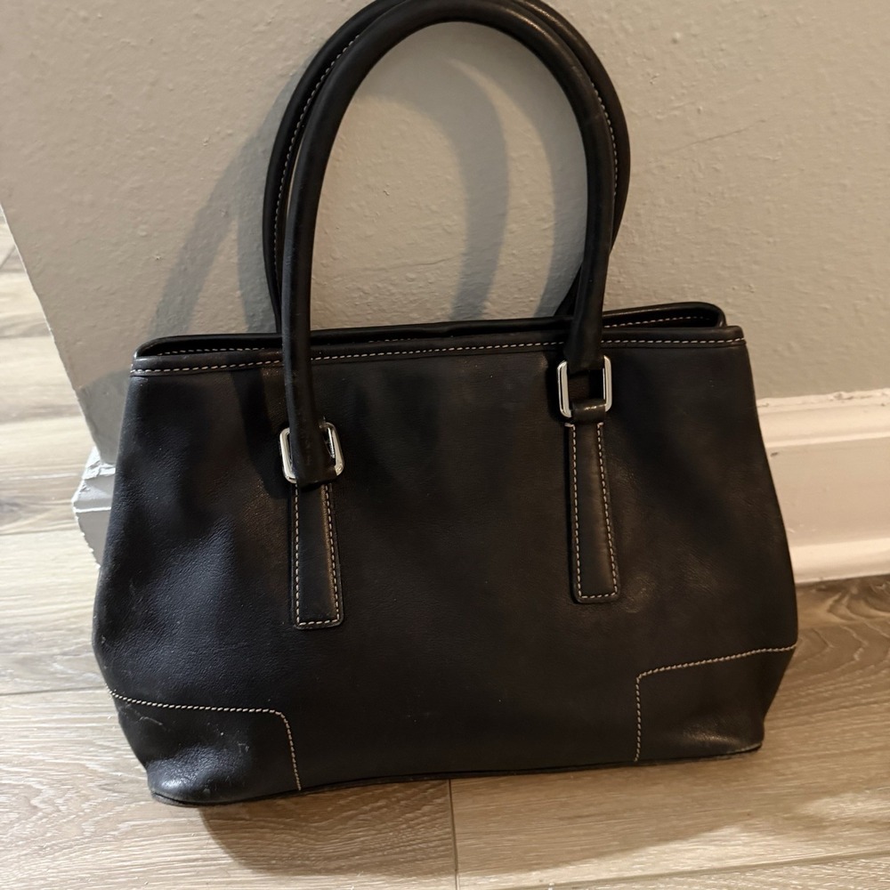 Coach‎ VTG Y2K 2001 Hampton Black Leather Tote Bag Purse D1J 7757